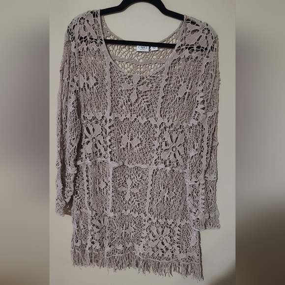 Cato Other - Crochet Lace Top in Light Size 22/24W